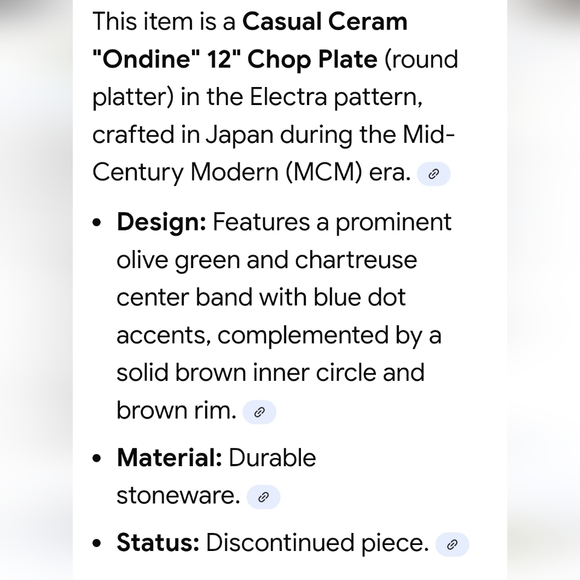 Vintage Electra Decorative Stoneware Plate Green - Brown Boho Design - Picture 7 of 14